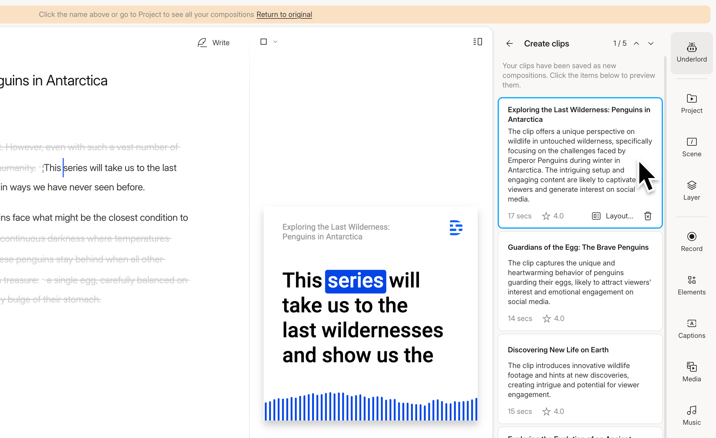 Review created clips